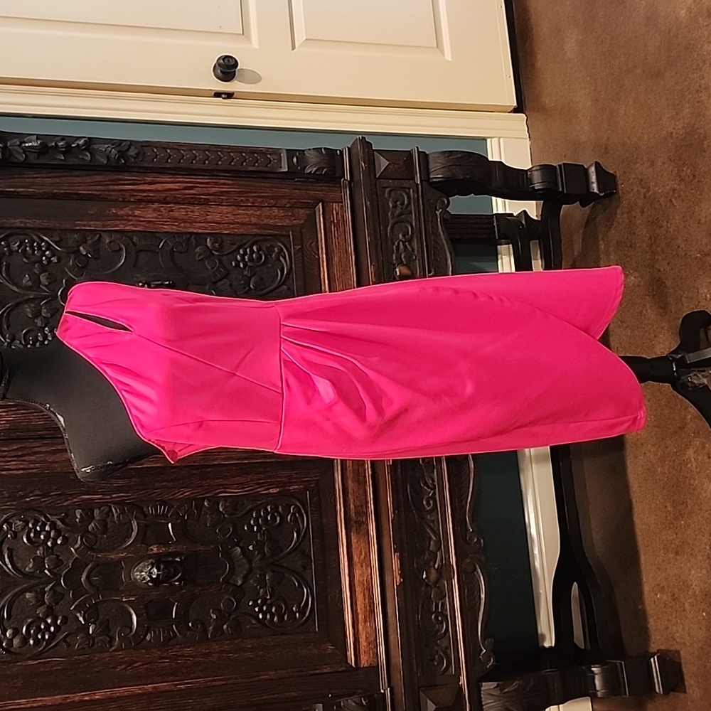 Pretty Garden Hot Pink One Shoulder Dress